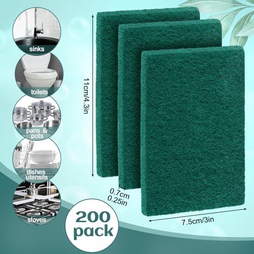 Hoolerry 200 Pcs Heavy Duty Scouring Pads Bulk - Image 2