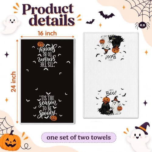 Ghost Cat Halloween Kitchen Towels Set of 2 - Image 2