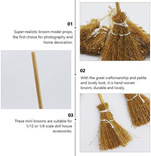 Toyvian Witch Broom Witch Broom 5Pcs Artificial Mini Miniature Props Mini Straw - Image 3