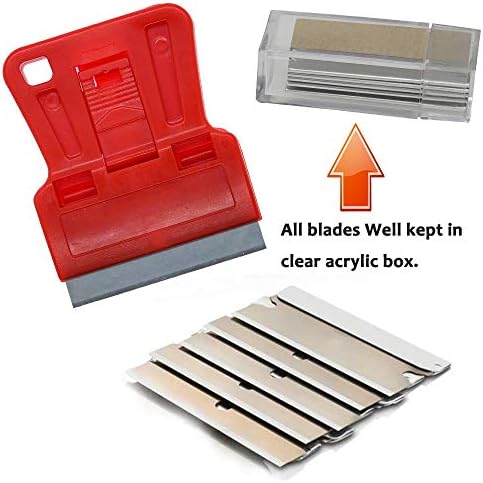 Mini Plastic Razor Blade Scraper High Visibility Red Window Paint Scraper - Image 7