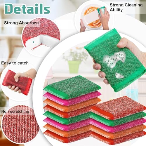 Thyle 24 Pack Kitchen Sponges for Dish, Non Scratch Scrubber, Vibrant Color - Image 3