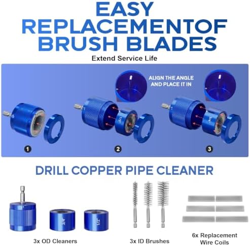 Copper Pipe Drill Cleaner Set 1/2" 3/4" 1"Inner Outer Plumbing Tube Brushes - Image 4
