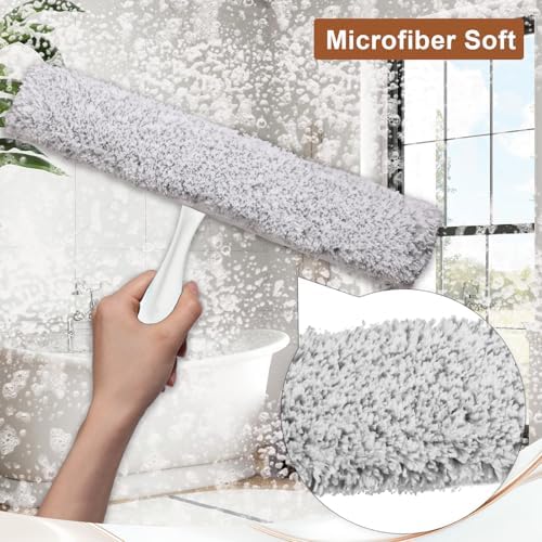 Shower Squeegee for Glass Doors & Microfiber Scrubber Kit 11Inch Window Washing - Image 4