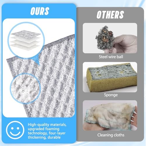 Wangjinpeng 10PK 4-Layer Non-Scratch Wire Dishcloths, 7.87 x 7.87 in - Image 3