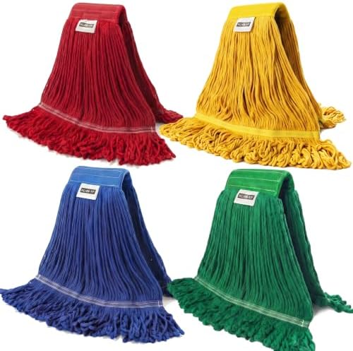 4 Pack Heavy Duty Commercial Mop Head Replacement, Commercial String Mop by KLHB-YF