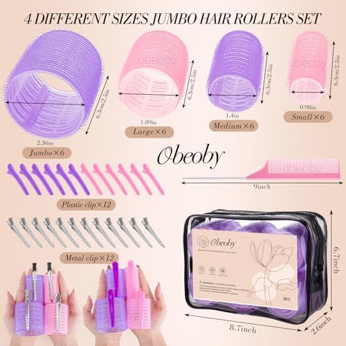 obeoby 4 Sizes Hair Rollers Curler Set - Image 2