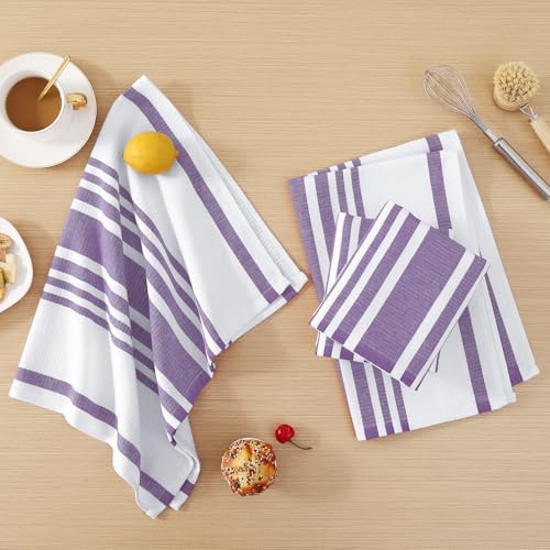 Homaxy Premium Cotton Stripe Kitchen Towels 8 Pack - Image 6