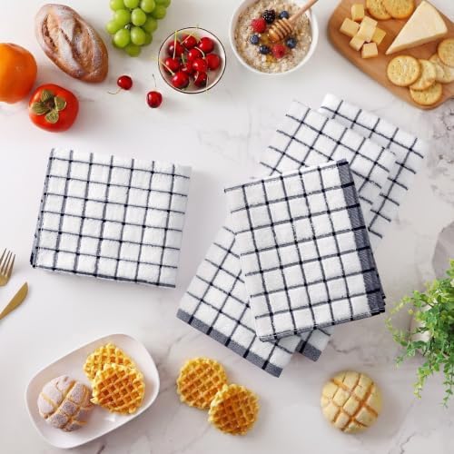 Homaxy Premium Kitchen Towels, Check Design, Dusty Blue - Image 2