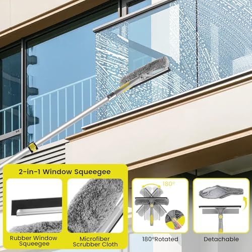 Window Squeegee with Extension Pole, 26FT Reach Squeegee - Image 4
