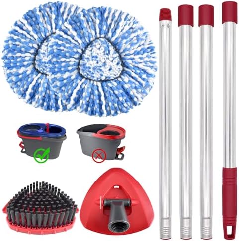 Mop Heads Replacements, Mop Handle, Scrub Brush, Base by CleanEasyLiveBreezy