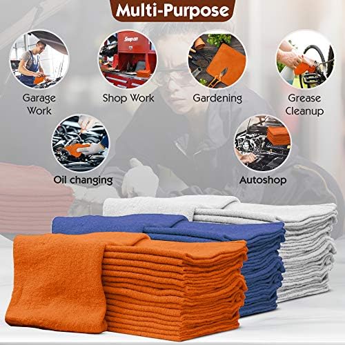 Nabob Wipers Auto Mechanic Shop Towels 25 Pack Bulk Shop Rags 100% Cotton Size - Image 4