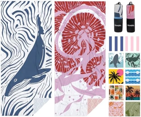 Eunzel 2 Pack Microfiber Beach Towel, Quick Dry Travel Towel Large Sand Free by EUNZEL
