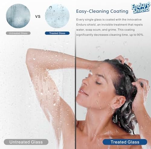 41" W x 80" H Frameless Fixed Shower Glass Panel - Image 4