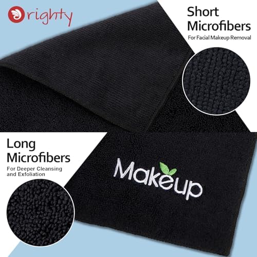 Orighty Microfiber Makeup Remover Cloths, 13 x 13 Inch, 12 Pack Black - Image 3