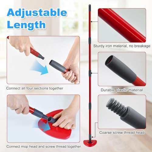 Mop Handle for Ocedar, Spin Mop Handle for O Cedar, 4-Section 30" to 58" - Image 4