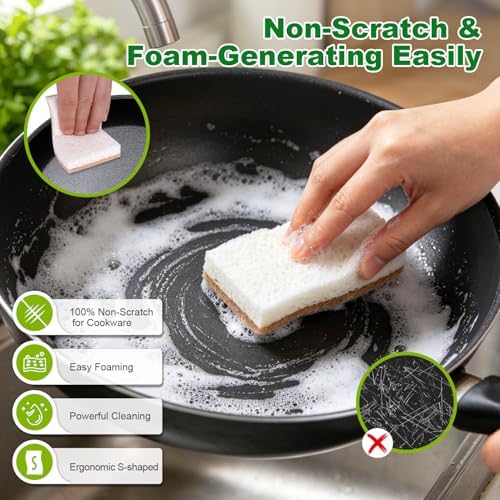 HOMEXCEL Kitchen Dish Sponges, 24 PK Non Scratch Natural Sponge - Image 3