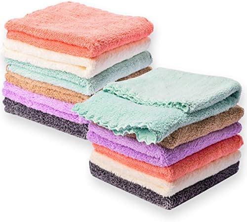 Kyapoo Baby Washcloths 12 Pack 12x12 Inches Microfiber Coral Fleece Extra by Kyapoo