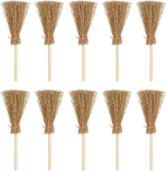 10Pcs Mini Brooms, Witch Straw Brooms, Doll House Dollhouse Accessories Props by Unknown