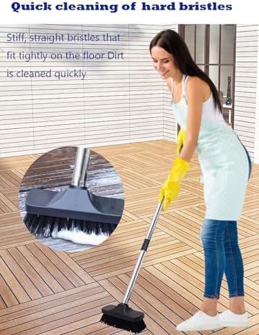 Push Broom Brush Stiff Bristles Floor Cleaning Brush Multi-Purpose Scrubber - Image 3