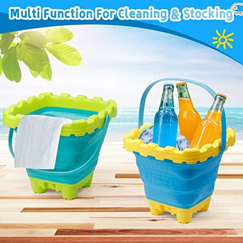 3L Jumbo Foldable Buckets, Castle Sand Beach Toy Silicon Pails - Image 4