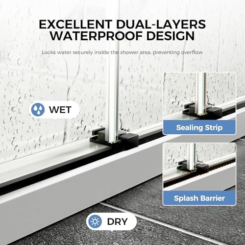 Frameless Stainless Steel Sliding Shower Door, 44-48" W x 76" H - Image 4