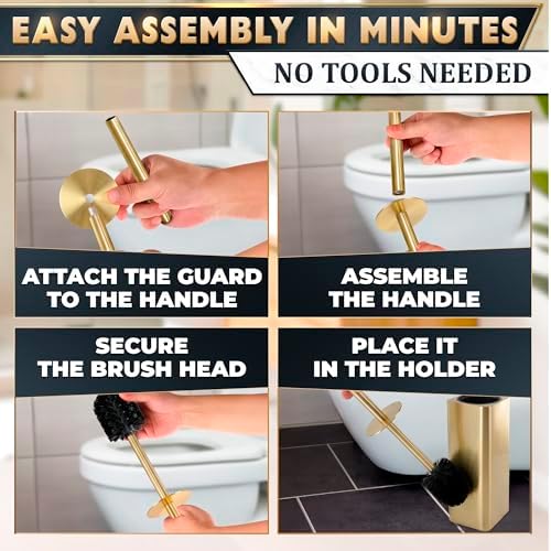 Gold Toilet Brush and Holder Set, Detachable Long Handle - Image 6