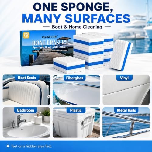 RAINFLOW 10PCS Boat Scuff Erasers, Thick Cleaning Sponges - Image 5