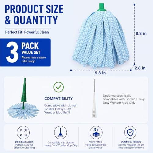 3 Pack Mop Head Compatible - Image 2