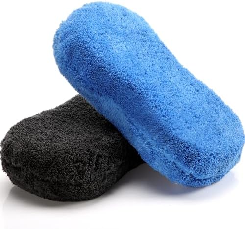 2 Pcs Large Microfiber Car Wash Sponges, 8.9 x 4.7 Inch by Tanlade