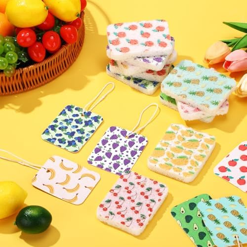 Maxdot 50 Counts Compressed Cellulose Sponges Bulk Fruits Pattern Natural - Image 4