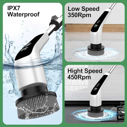 Electric Spin Scrubber, Bathroom Scrubber LED Digital Display - Image 5