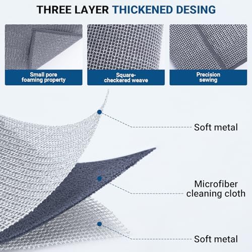 Forggon Non Scratch Wire Dishcloth, New Upgrade 3-Layer, 7.08"X8.86" - Image 2