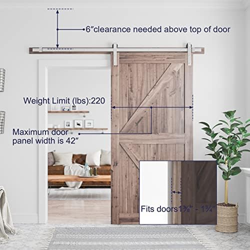 SMARTSTANDARD 7 Feet Brushed Nickel Barn Hardware Kit, Fit 42" W Door - Image 6