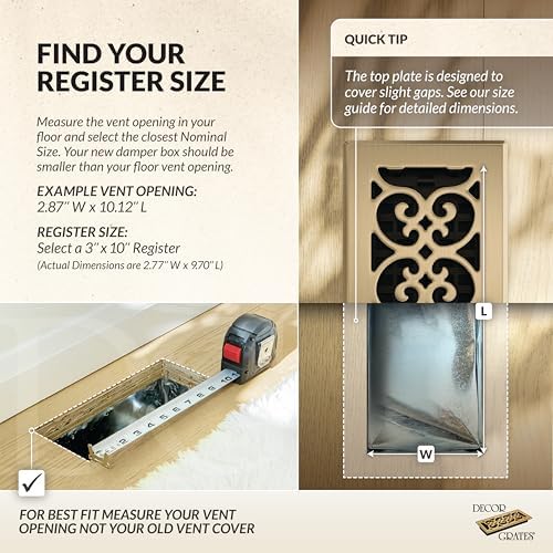 Decor Grates SPH410-A Scroll Design Floor Register, Antique Brass Finish - Image 3