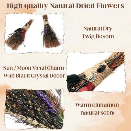 Hotop 2 Pack Scented Cinnamon Brooms Mini Witch Brooms 9x4 Inch - Image 3