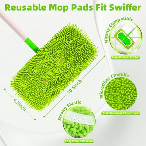 Reusable Microfiber Chenille Mop Pads Compatible - Image 3