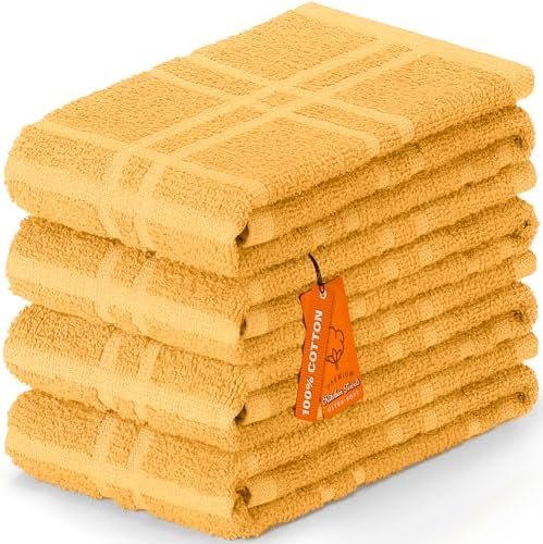 DecorRack Large Kitchen Towels, 100% Cotton, Plaid Rags, 15 x 25 by DecorRack