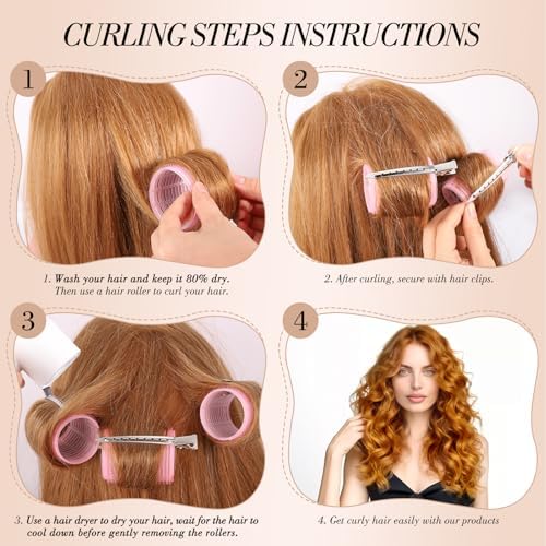 obeoby 4 Sizes Hair Rollers for Women Self-Grip Curlers Set - Image 4