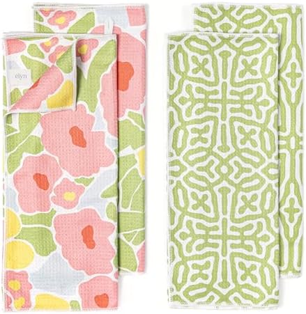 ELYN Microfiber Kitchen Dish Towel Set, Quick-Dry & Absorbent Waffle Weave by ELYN