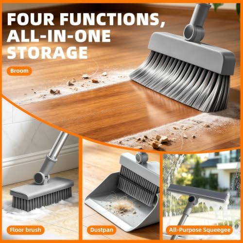 SDSM 4 in 1 Multifunctional Broom and Dustpan Combo Set, Heavy Duty Brooms - Image 3