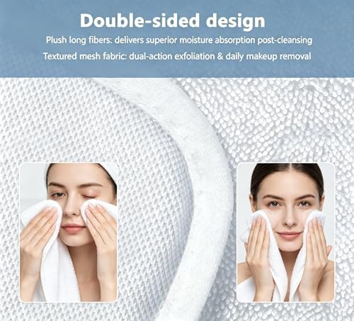 White Dual-Sided Microfiber Face Towels, Exfoliating Face Cloths - Image 5