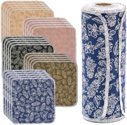 25 Pack Reusable Paper Towels, Washable Cotton Flannel Cleaning Cloths by Unknown