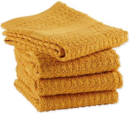 DII Basic Terry Collection Waffle Dishtowel Set, Solid Honey Gold, 4 Piece - Image 3