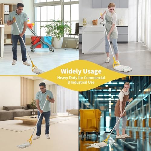 Commercial Industrial Mop with 59" Long Handle & 3 Replacement Mop Heads - Image 5