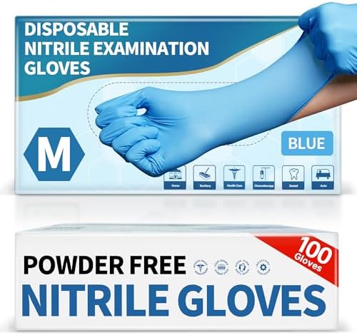 Medguy Medical Blue Nitrile Disposable Exam Gloves 4Mil Latex & Powder-Free by Medguy