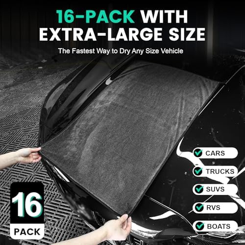 16 Pack Bulk Microfiber Towels for Cars, Microfiber Drying Towel - Image 2
