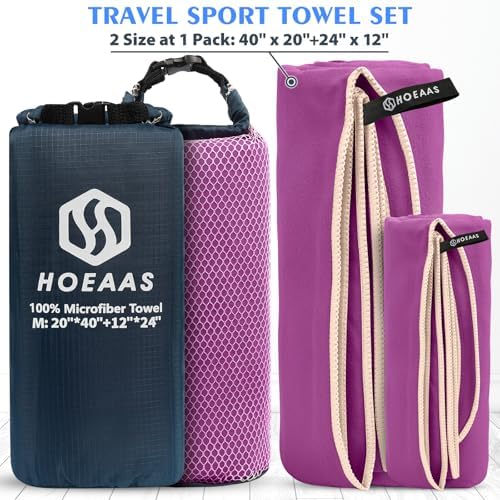 HOEAAS 2 Pack Microfiber Camping Towels, Quick Dry Towel, Super Absorbent Ultra - Image 2