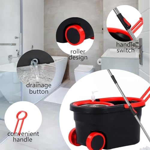 Spin Mop and Bucket Set with Wringer, Mop Bucket Set with Wheels, with 3 - Image 5