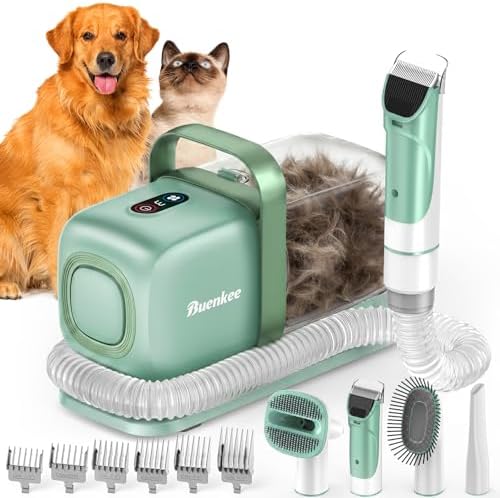 Buenkee Dog Grooming Vacuum Kit, 15000Pa Clipper, Shedding Brush by Buenkee