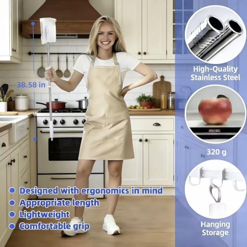 Quick-Clamp Mini Mop Touchless Automatic Gripping Duster, 10 Reusable Cloth - Image 6